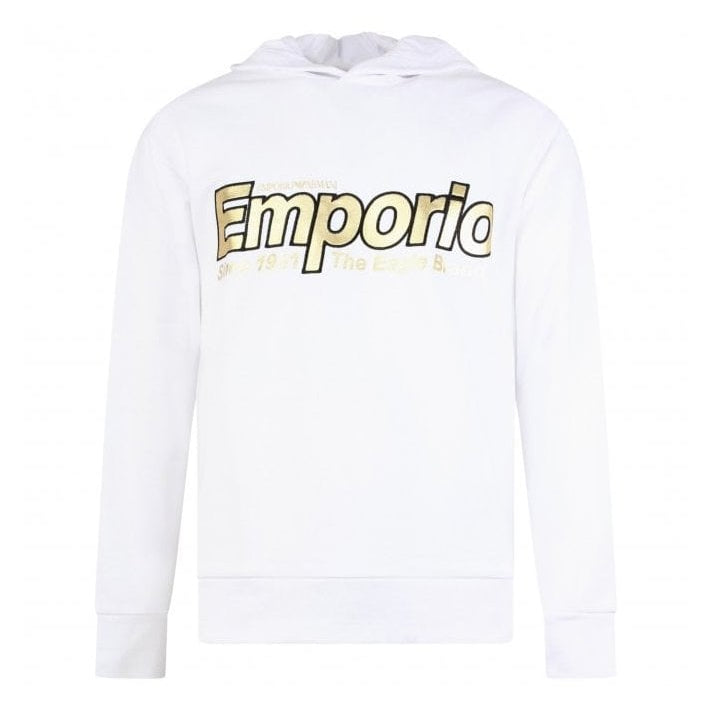 Cotton Overhead Embroidered Logo White Hoodie
