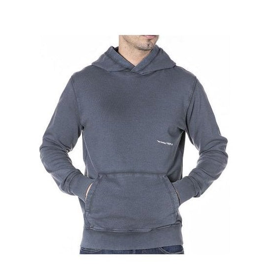 Garment Dyed Organic Cotton Fleece Blue Pullover Sweatshirt