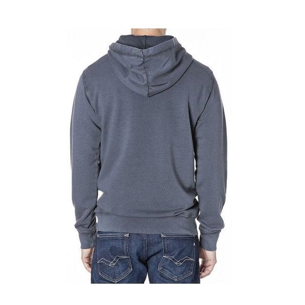 Garment Dyed Organic Cotton Fleece Blue Pullover Sweatshirt