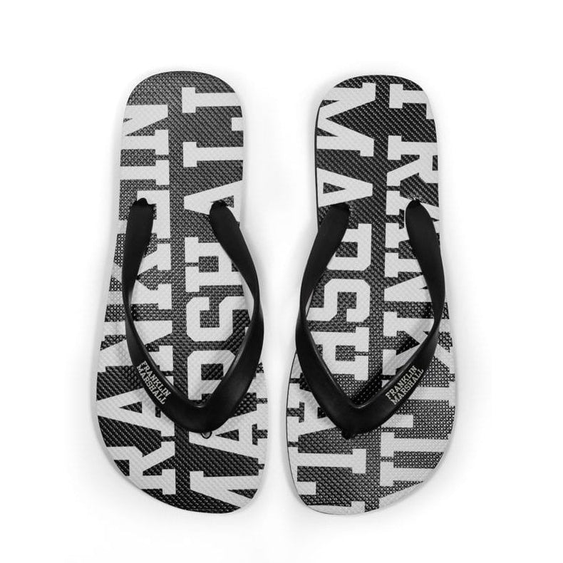 UA987 Unisex Rubber All Over Logo Black Thong Sandals