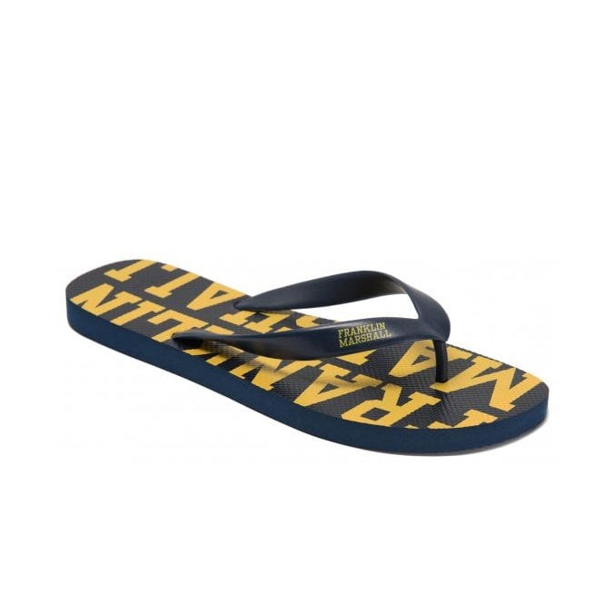UA987 Unisex Rubber All Over Logo Navy Thong Sandals