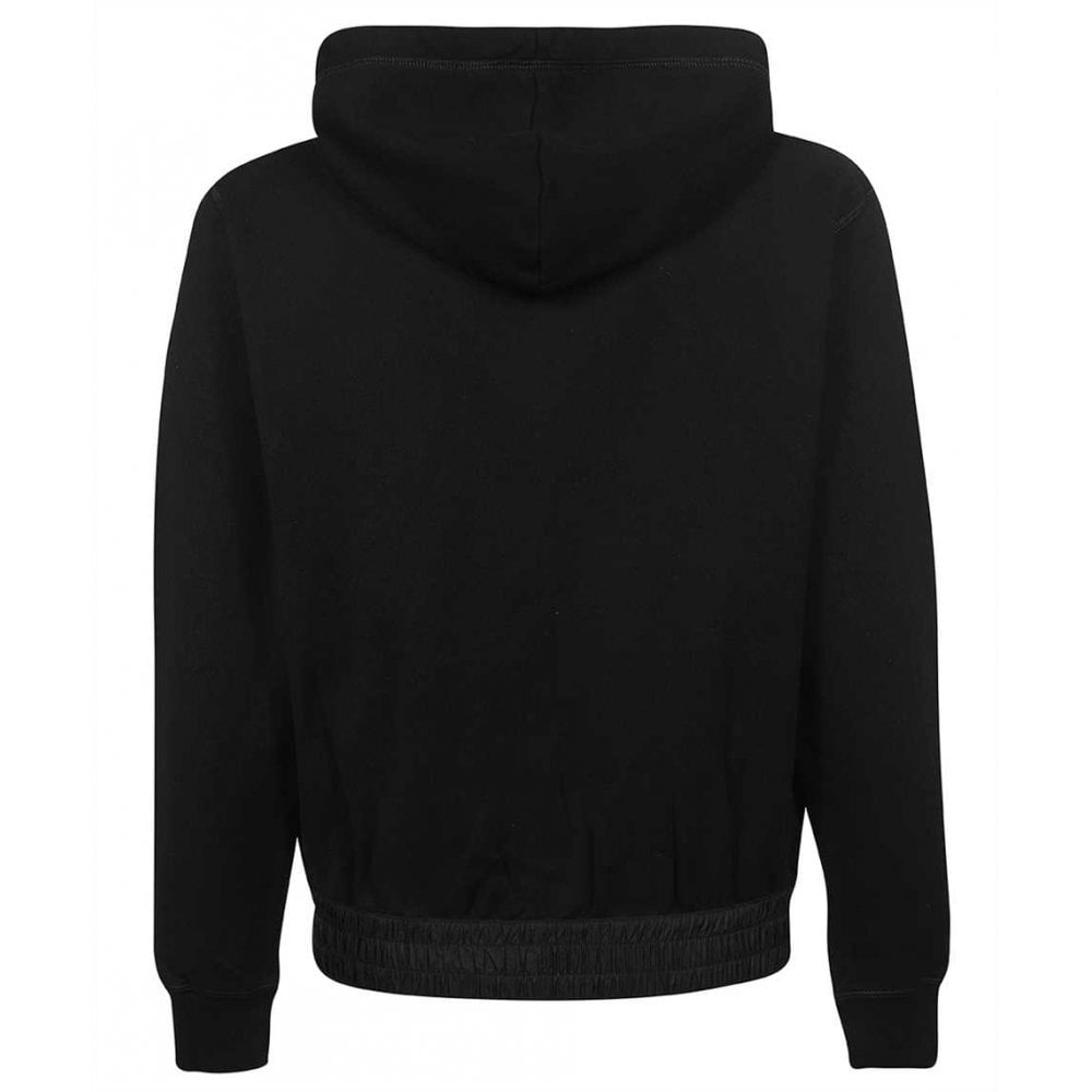 Cotton Printed Icon Logo Black Zip Hoodie
