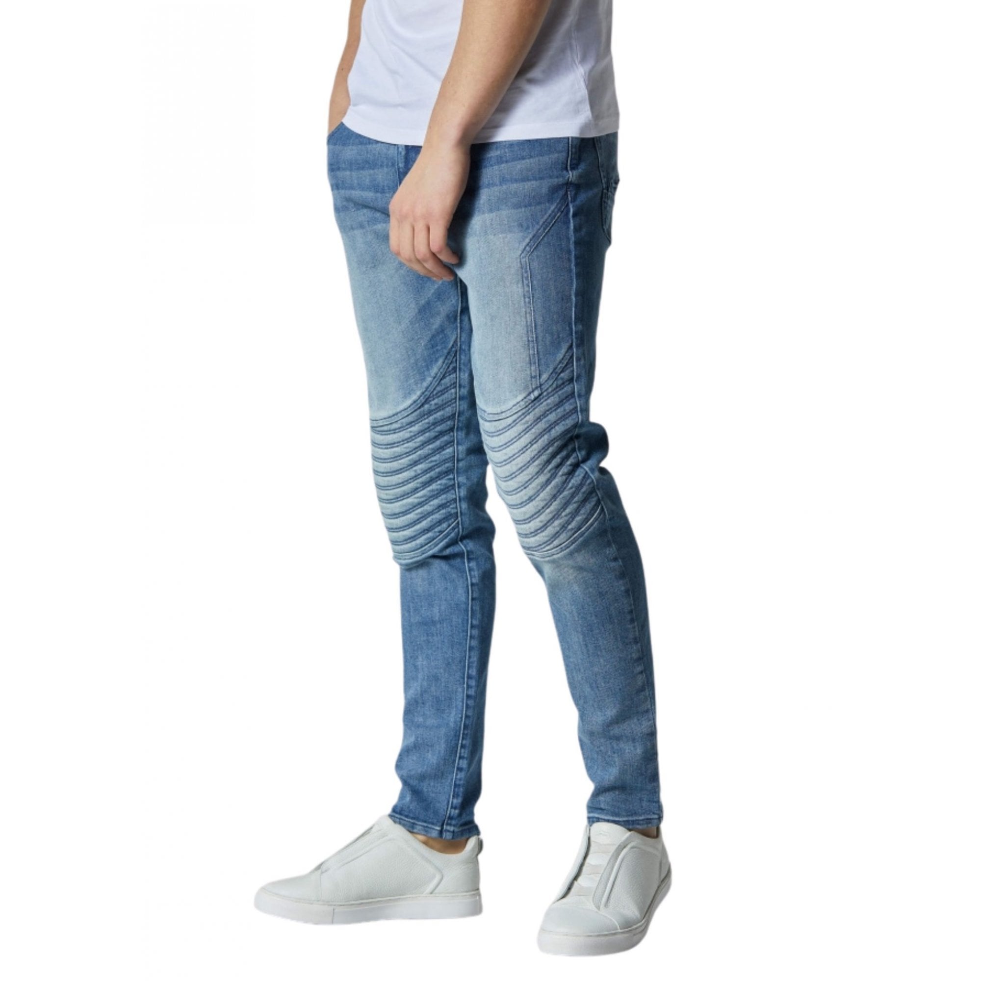 Moriarty Slim Fit Light Wash Biker Jeans