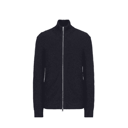 Zip Up Wool Blend Knit Cardigan