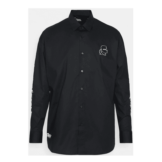 Cotton Karl Logo Black Button Shirt