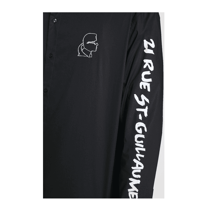 Cotton Karl Logo Black Button Shirt