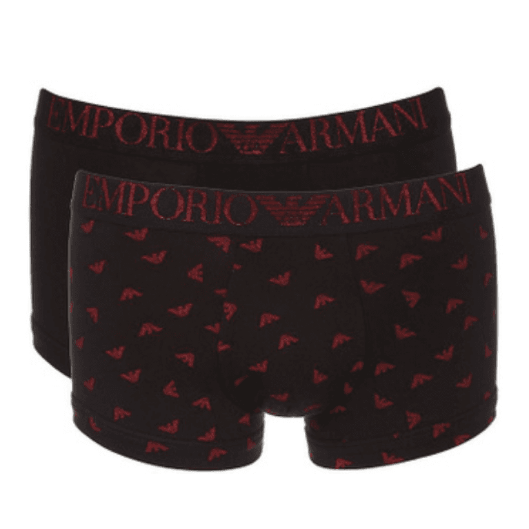 Cotton Black/Red 2-Pack Boxer Trunks in Gift Box