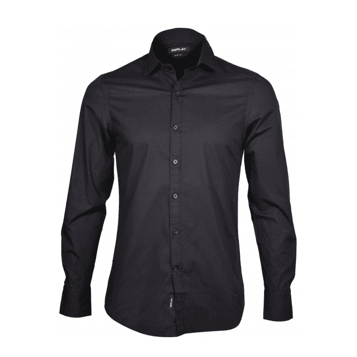 Cotton Slim Fit White Black Shirt