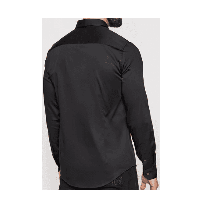 Rubber Logo Button Up Black Shirt