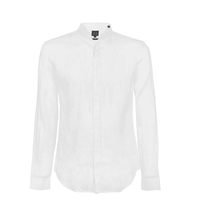 Grandad Collar Linen White Shirt