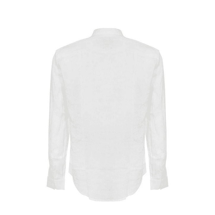 Grandad Collar Linen White Shirt