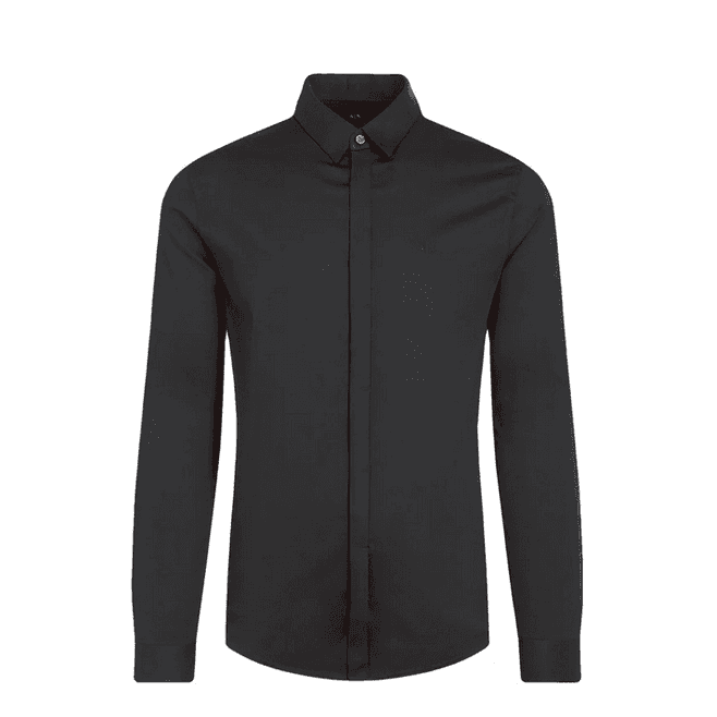 Rubber Logo Button Up Black Shirt