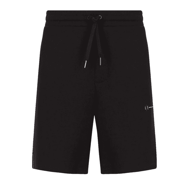 Cotton Print Logo Black Shorts