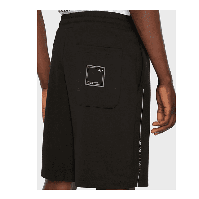Cotton Print Logo Black Shorts