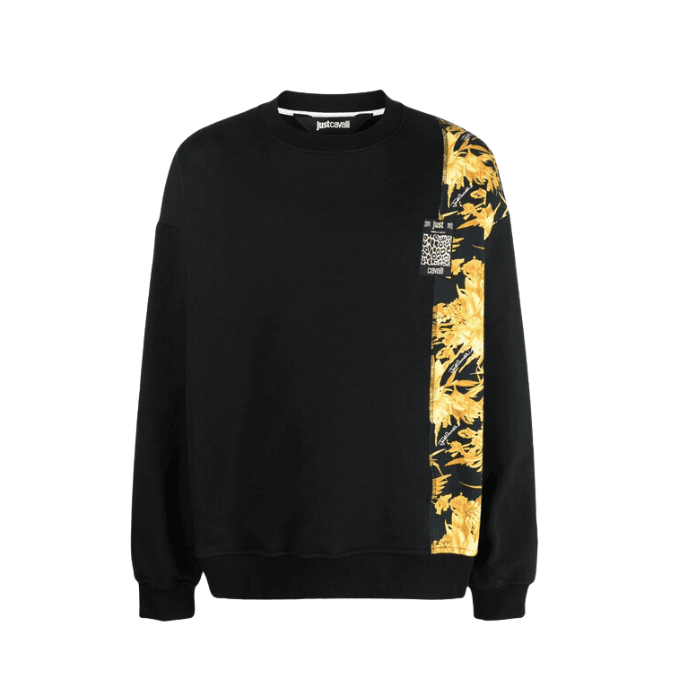 Jungle Cotton Black/Gold Baroque Print Sweatshirt