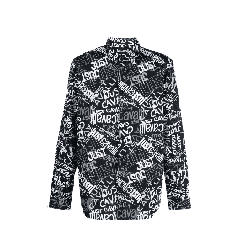 Lettering Allover Logo Black/White Button Up Shirt