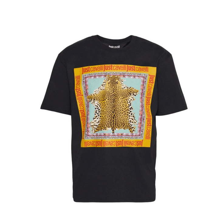 Foulard Cotton Leopard Graphic Black T-Shirt