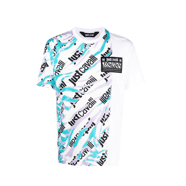 Camologo Cotton Allover Design White T-Shirt