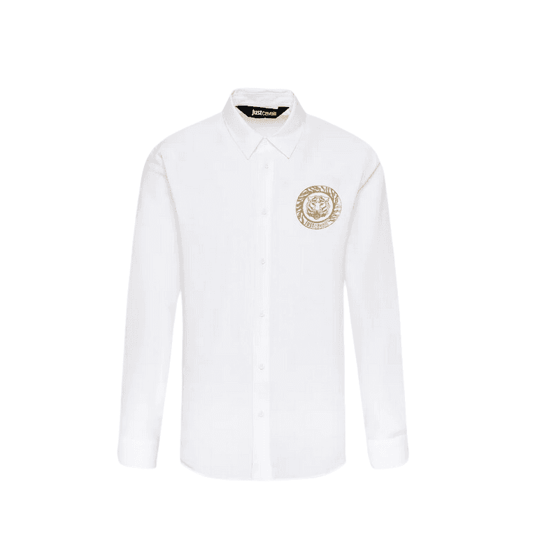 Tiger Print Woven White Button Up Shirt