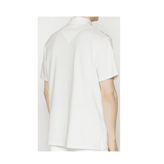 Cotton Shoulder Print White Polo Shirt