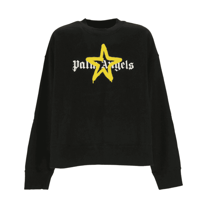 Spray Yellow Star Logo Black Sweatshirt