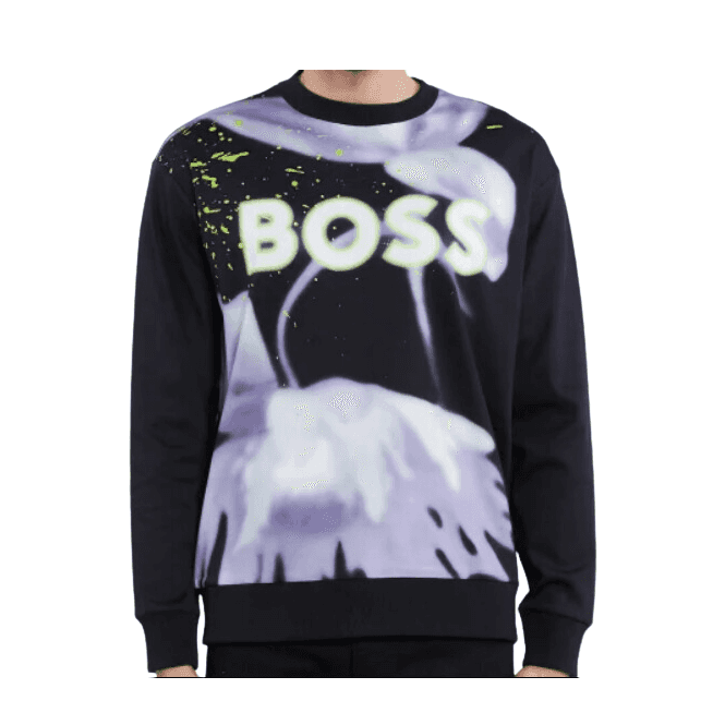 Salbo Lotus Print Black Sweatshirt
