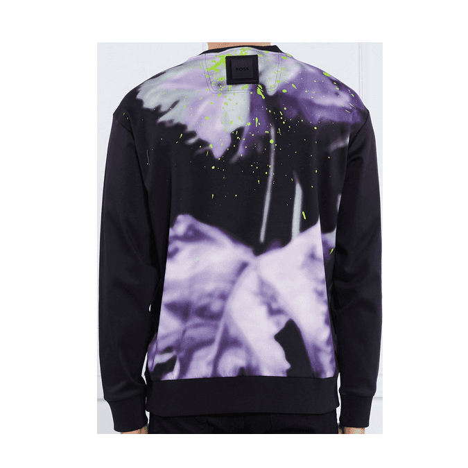 Salbo Lotus Print Black Sweatshirt