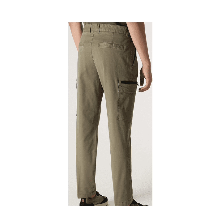 Glian231D Zip Pocket Khaki Cargo Pants