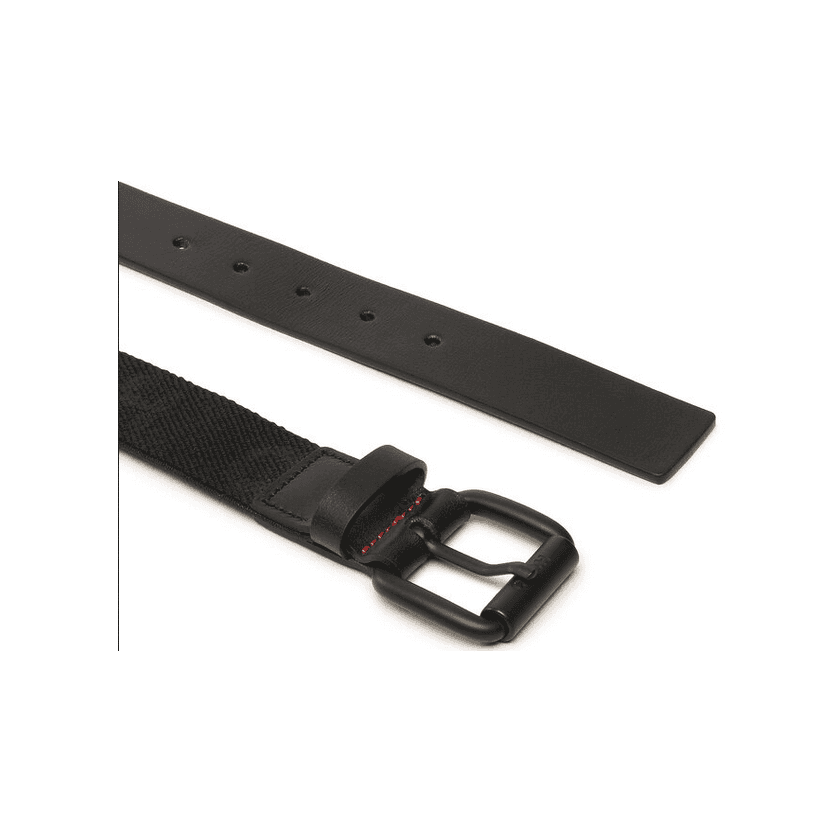 Logo Print Woven Black Belt