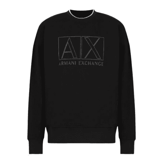 Cotton Outline Logo Print Black Sweatshirt