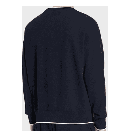 Cotton Outline Logo Print Black Sweatshirt