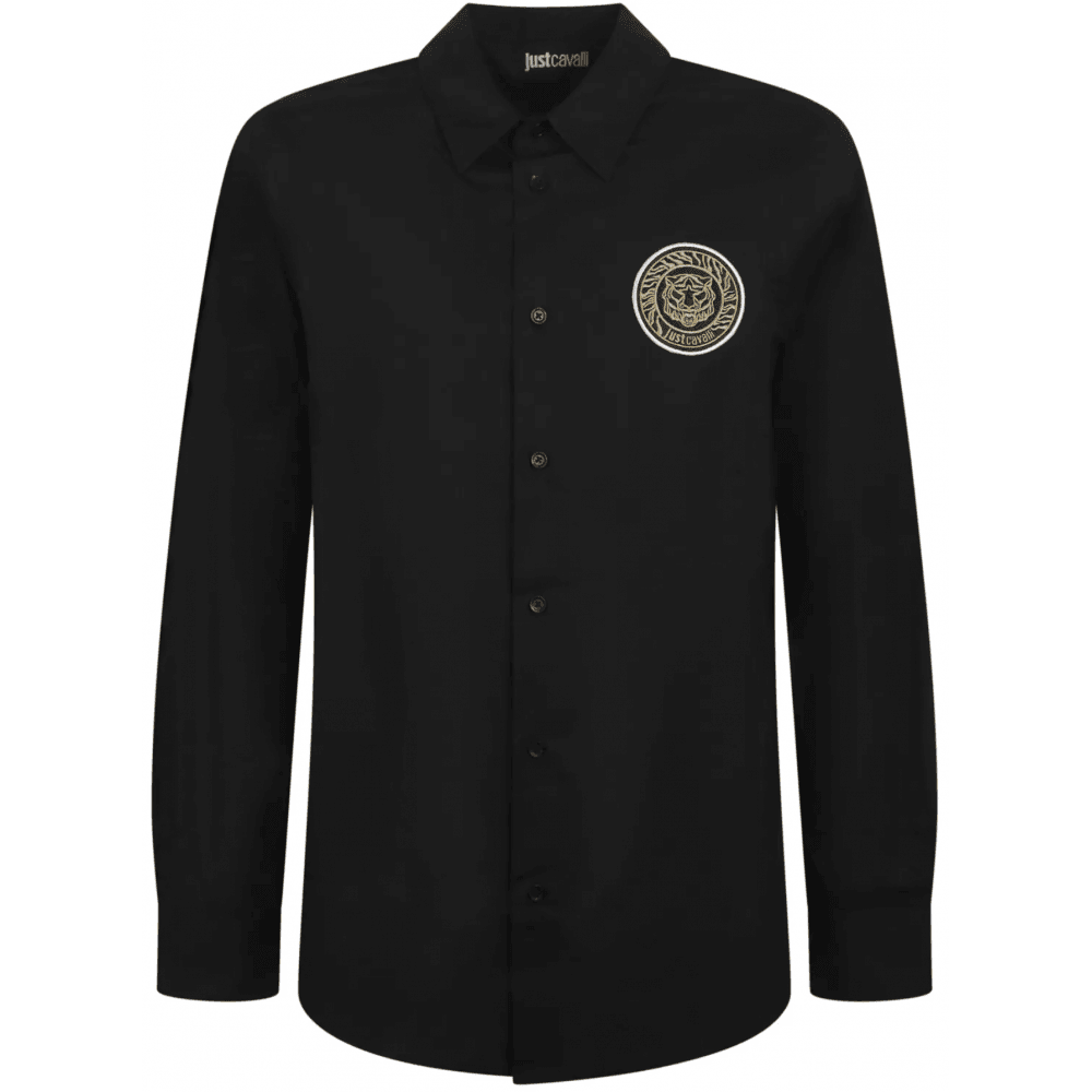 Embroidered Tiger Logo Black Shirt