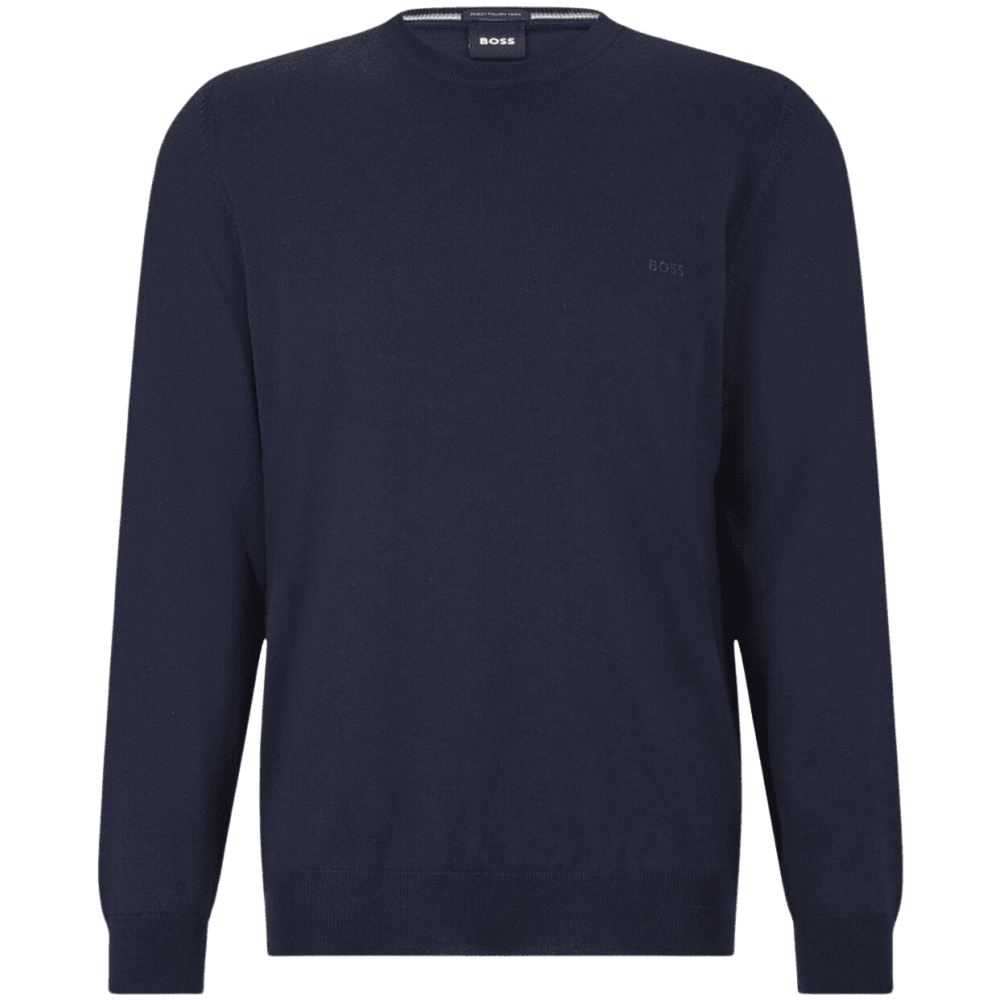 Botto Embroidered Logo Crew Neck Navy Knitted Jumper