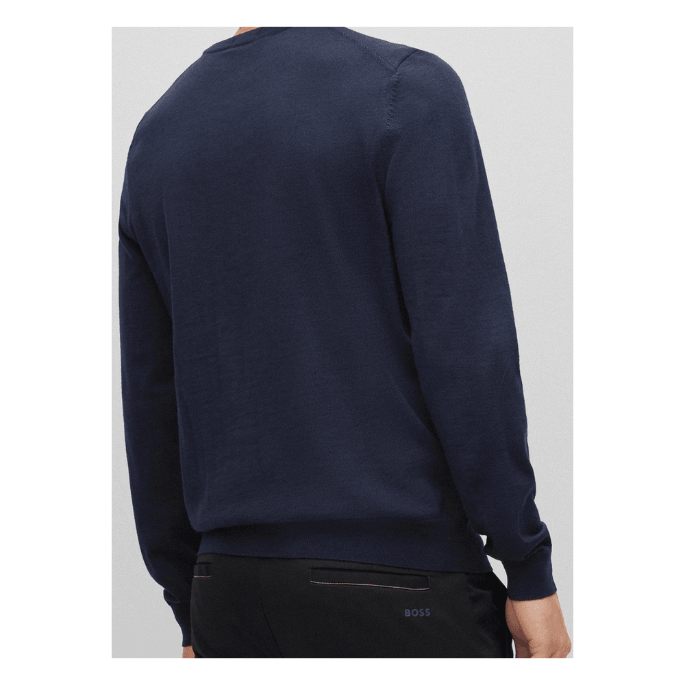 Botto Embroidered Logo Crew Neck Navy Knitted Jumper