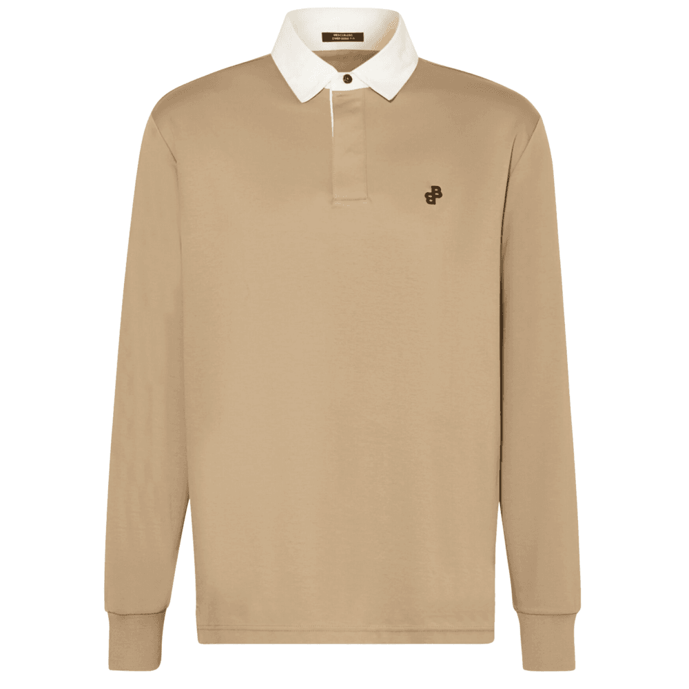 Partoes Reflected Logo Long Sleeve Beige Polo Shirt