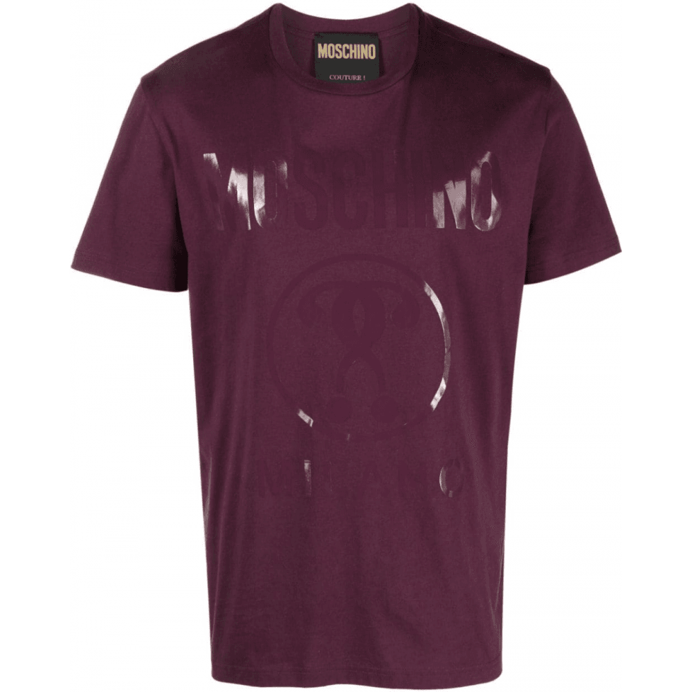 Milano Print Logo Slim Fit Burgundy T-Shirt
