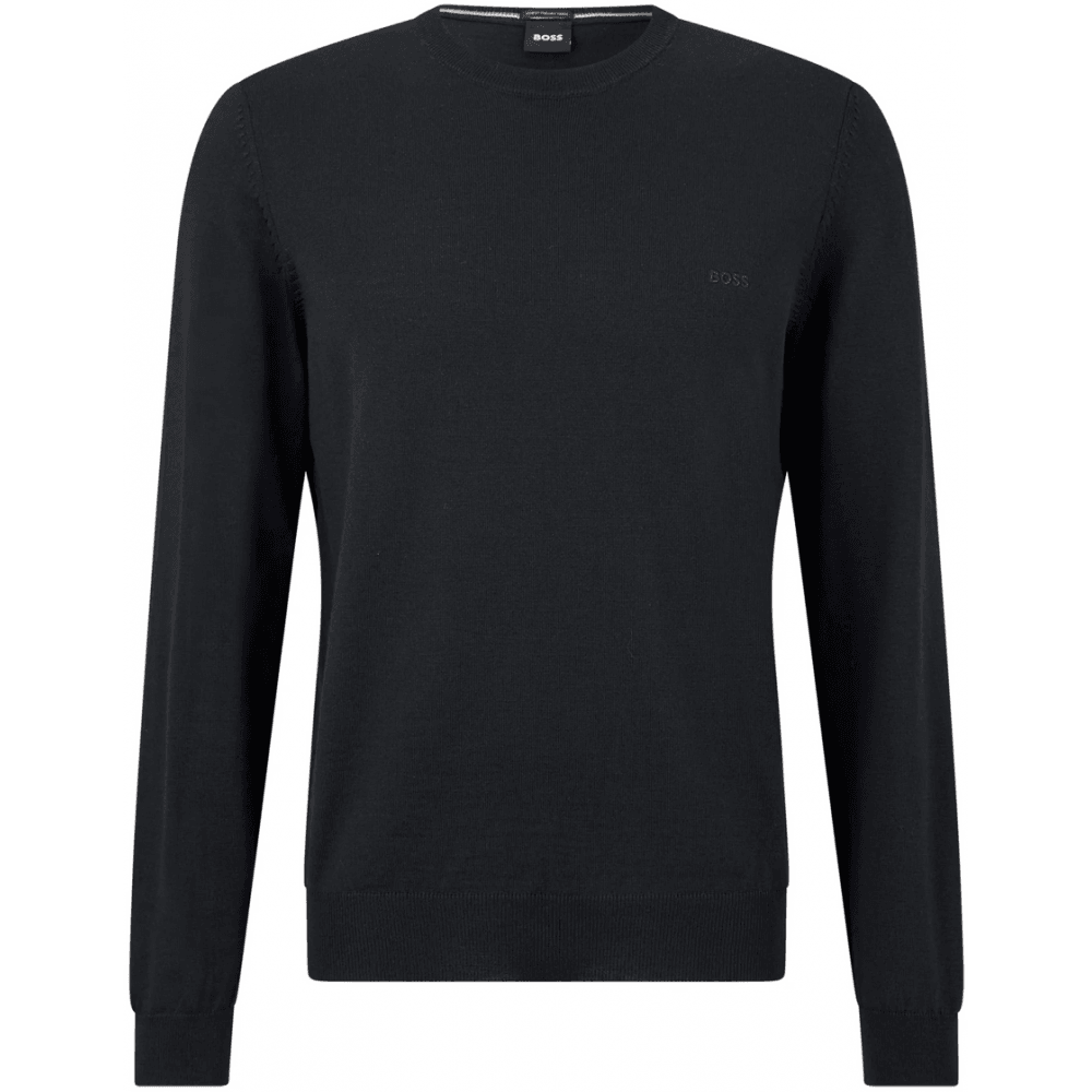 Botto Embroidered Logo Crew Neck Black Knitted Jumper