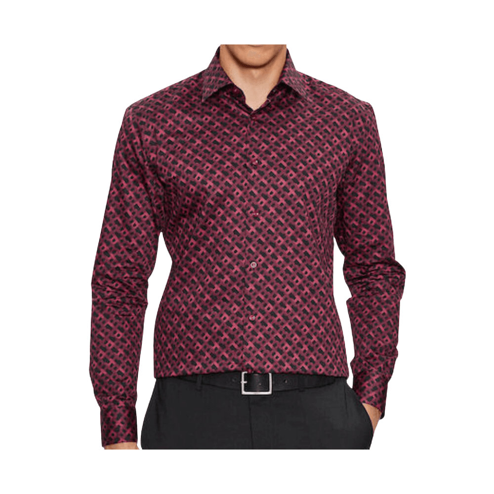 Hank-Kent Cotton Slim Fit Burgundy Shirt
