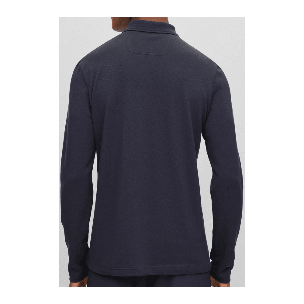 Plisy Embroidered Logo Regular Fit Long Sleeve Navy Polo Shirt