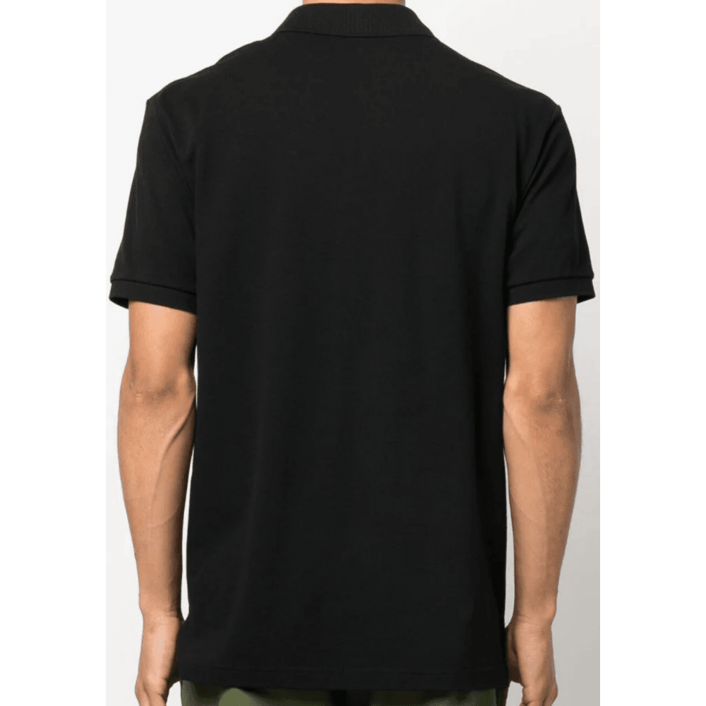 Cotton Collar Logo Button Up Black Polo Shirt