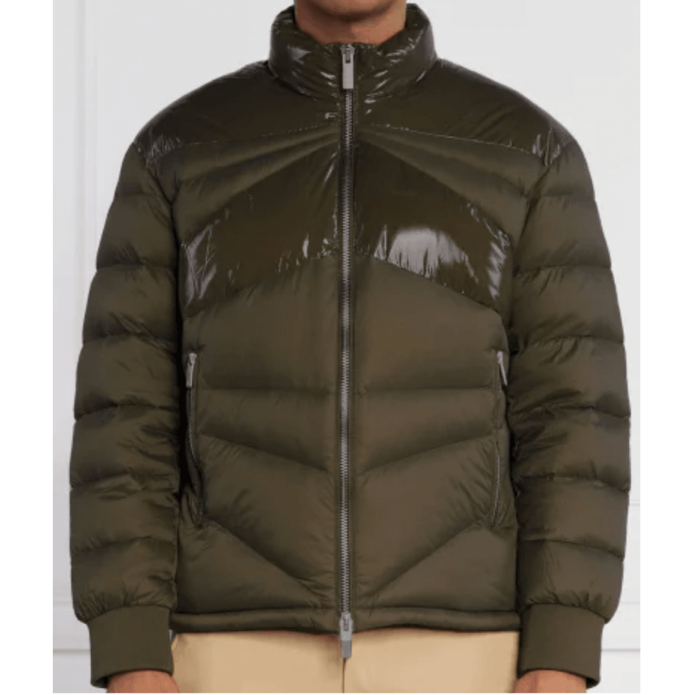 Nylon Glossy Green Down Puffer Jacket