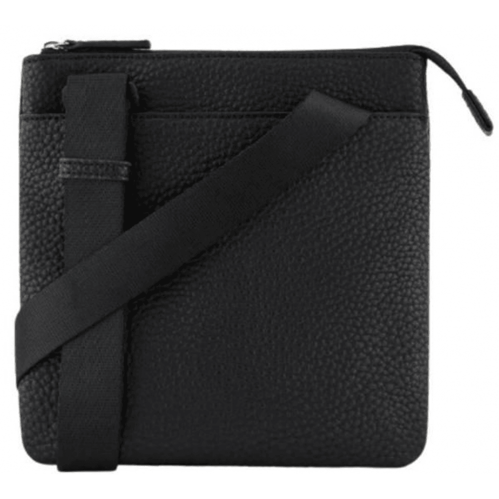 Tumbled Leather Black Pouch Bag