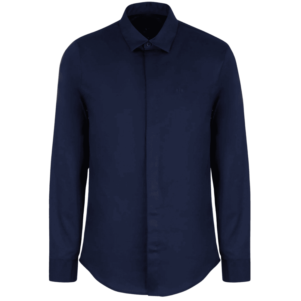 Poplin Cotton Logo Deep Blue Shirt