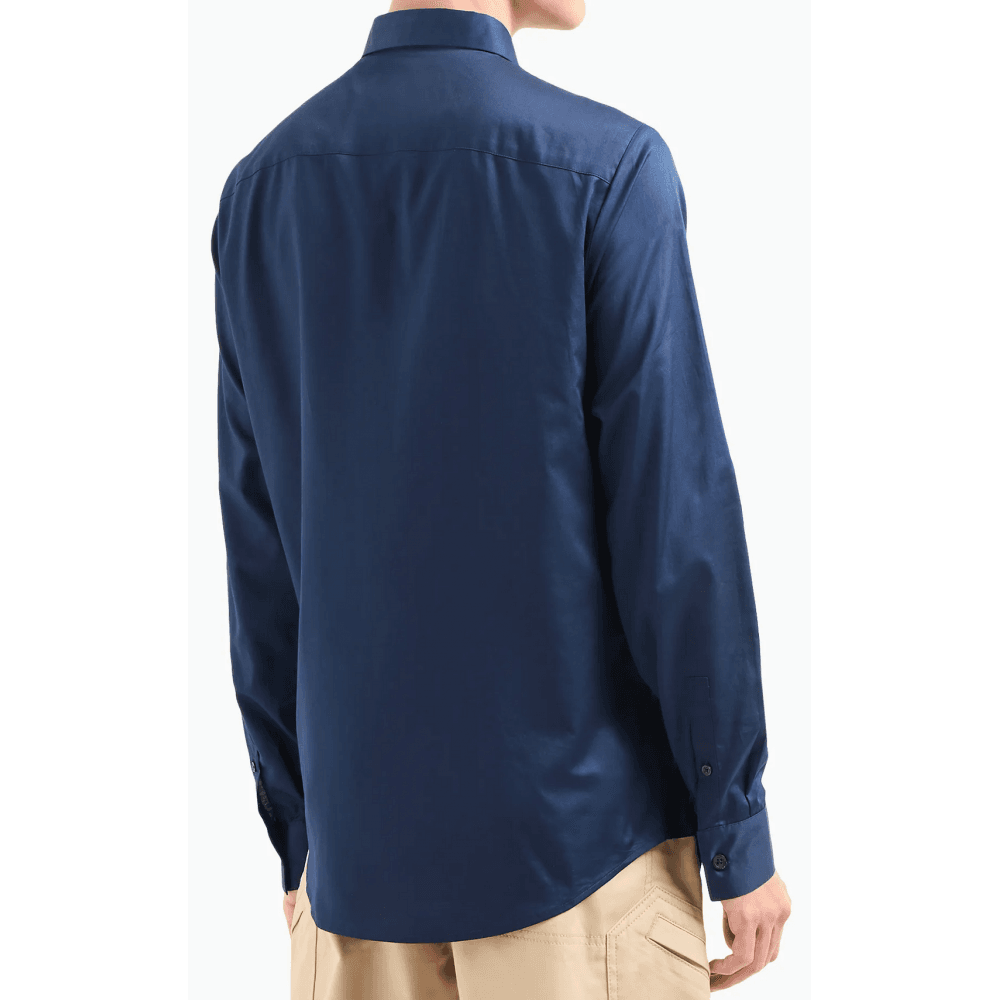 Poplin Cotton Logo Deep Blue Shirt