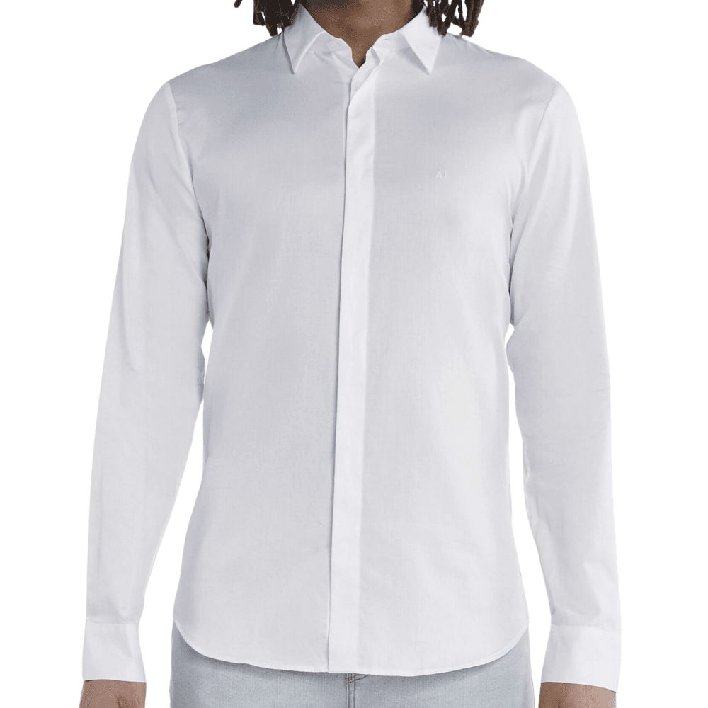 Poplin Cotton Logo White Shirt