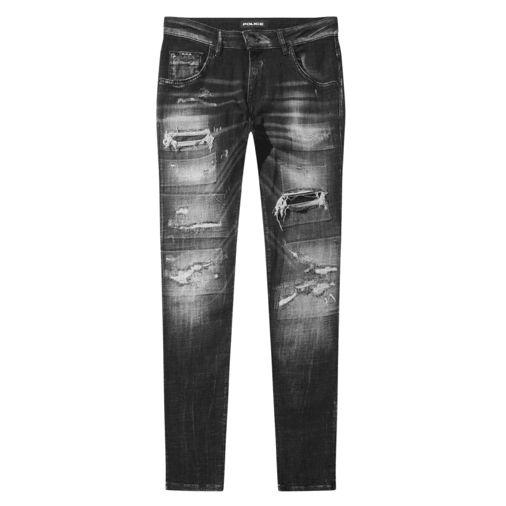 LAT 976 Slim Fit Black Ripped Wash Jeans