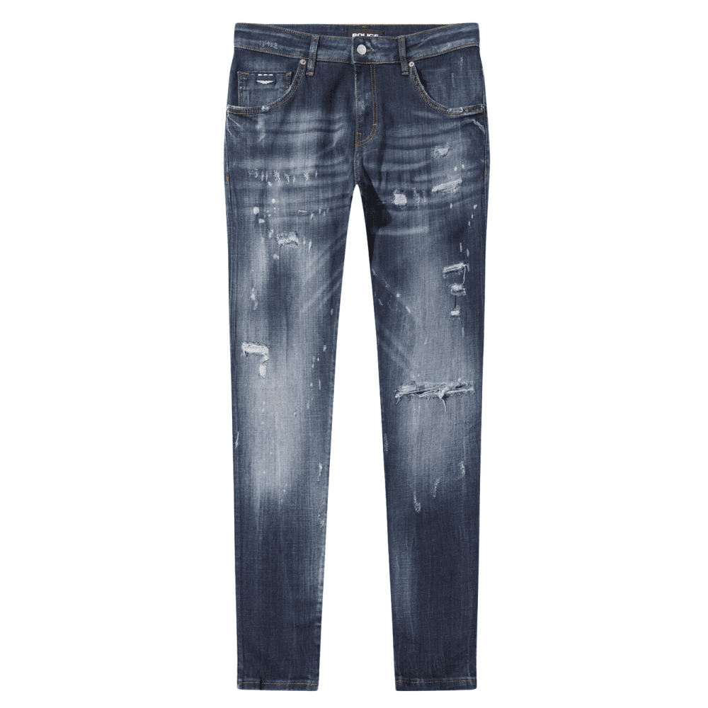 LAT 977 Slim Fit Dark Blue Ripped Wash Jeans