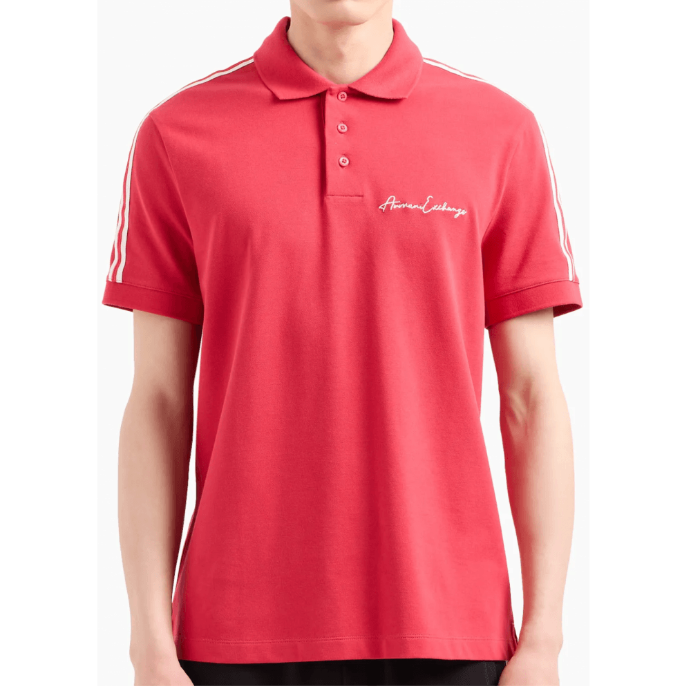 Cotton Signature Logo Red Polo Shirt
