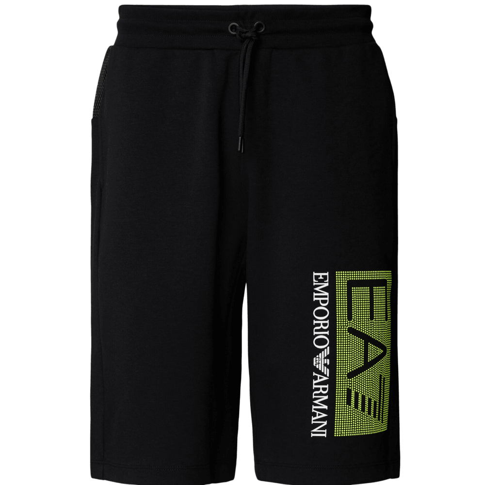 Rubberised Pixel Logo Cotton Black Shorts