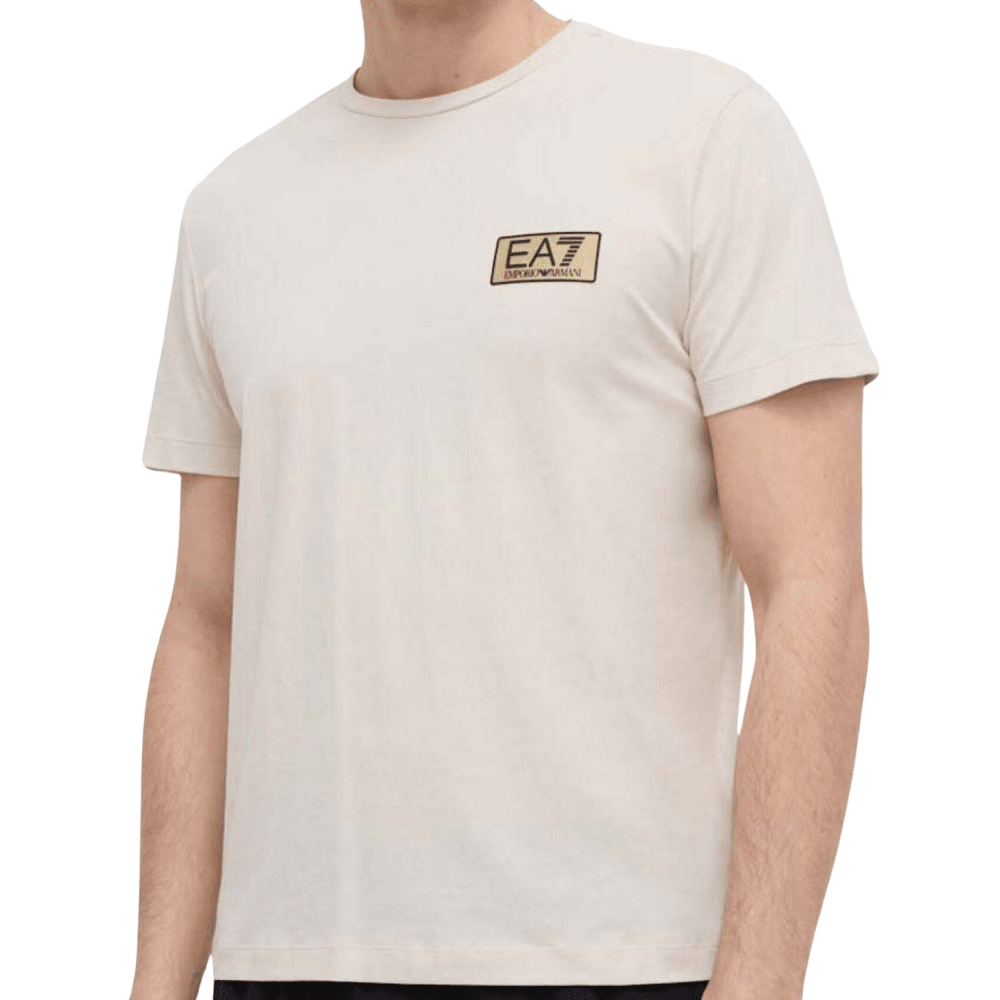 Gold Plaque Logo Beige T-Shirt